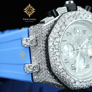 Montre mécanique analogique de luxe, avec diamants en moissanite VVS, affichage glacé, étanche, cadran en verre antique, élégante, en acier inoxydable - Product Image 4