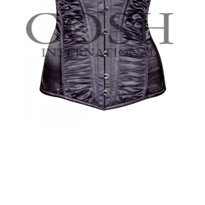 Corsets Overbust Corset en satin noir désossé en acier avec tissu froncé Fashion & Club Wear Corset noir Fournisseurs - Product Image 6
