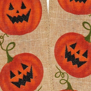 Luxury Floral Pumpkin Print <b>Wired</b> <b>Ribbon</b> for Wedding Christmas Halloween for Gift Wrapping Packaging Silk Linen Burlap Polyester - Product Image 2