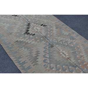 Beige Kilim 5,4 X 10.7ft Alfombra de lana turca Jacquard Tejido plano con patrón abstracto Felpa Pila Altura Respaldo de látex - Product Image 5