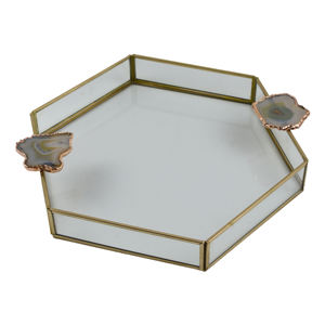 Plateau de toilette rectangulaire en métal et verre au meilleur design, finition agate, meilleure qualité, nouveau design, best-seller, décoration de table - Product Image 1
