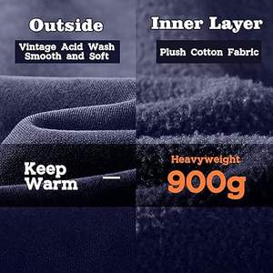 Hombres Invierno Casual Acid Wash Hoodies Color Sólido Regular Fit 100% Algodón Fleece - Product Image 1