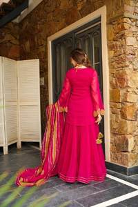 Último Designe Anarkali vestido de seda pura de Chinon con bordado trabajo hasta el suelo muselina lavable - Product Image 4