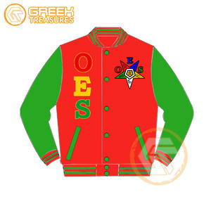 Customized Order Eastern <b>Star</b> Cotton Fleece Embroidered Varsity <b>Jacket</b> OES Breathable Quick Dry Zipper Closure Women <b>Jackets</b> - Product Image 3