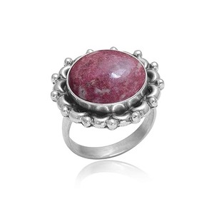 Anillo DE BODA indio para niñas, anillo de piedras preciosas, Plata de Ley 925, lujosa piedra preciosa de thulita, anillo hecho a mano, joyería de sello 925 - Product Image 1