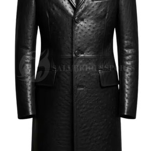 Classic <b>Men's</b> Leather Long Overcoat | Luxury Camel-<b>Filled</b> Winter <b>Jacket</b> Turtleneck Collar Breathable Customized Logo for - Product Image 6