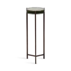 Aguilar Art Deco Dark Brown Aluminum Handmade Drink <b>Table</b> <b>Slim</b> Profile <b>Side</b> Accent Furniture Home Office Small Spaces Home Decor - Product Image 1