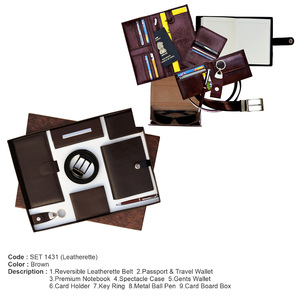 ชุดเครื่องประดับหนังสำหรับผู้บริหารชุดอุปกรณ์เสริมสำหรับผู้ชายกระเป๋าสตางค์ผู้หญิงกระเป๋าใส่หนังสือเดินทางพวงกุญแจเข็มขัด-ชุดของขวัญ - Product Image 3