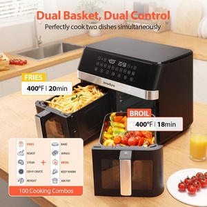Quality 12QT Dual <b>Air</b> <b>Fryer</b> - 10-in-1, <b>2</b> <b>Baskets</b>, Touchscreen, Nonstick, Black - Product Image 3