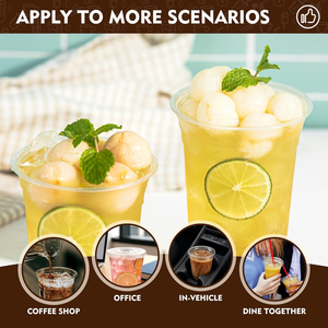 Gobelets à café glacé jetables modernes de 16 oz en PET/PLA, étanches, sans BPA, écologiques, avec couvercles, gobelets froids pour les fêtes, les mariages, les réceptions - Product Image 2