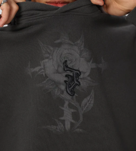 Customizable Color Embroidered Beaded Rose Print Hoodie for <b>Men</b> Drop shoulder Trendy loose Hoodie for <b>Men</b> - Product Image 5