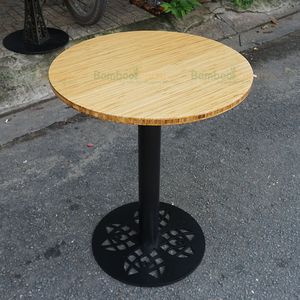 SFBCF010- Durable 60cm Round <b>Bamboo</b> Wood and Iron <b>Table</b> Industrial Style Coffee <b>Table</b> with Elegant Design - Product Image 3