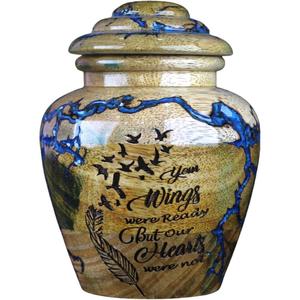 Urna de cremación de madera natural hecha a mano para cenizas, urna conmemorativa grande con tapa segura, urna funeraria única, recuerdo con incrustaciones de resina - Product Image 2