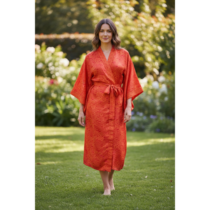 Vintage Chic Recycled Silk Sari Robe Women's Boho <b>Kimono</b> for <b>Beach</b> Resort Wear for Bridesmaid Lounge Wedding Gown Cover Ups - Product Image 1