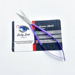 Ciseaux micro-chirurgicaux pour sourcils de haute qualité avec logo personnalisé, pinces en acier inoxydable violettes inclinées, ciseaux à ressort pour cils - Product Image 5