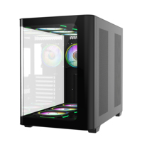 Caja ATX OEM con Luz LED ARGB, Gabinete para CPU de Escritorio, Carcasa para Computadora, Caja para Juegos con Vidrio Templado Completo, Compatible con 10 Ventiladores