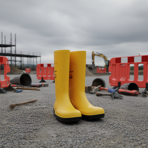 รองเท้าบูทนิรภัยสีเหลือง Work It ไซส์ 43 S5 ได้รับการรับรองมาตรฐาน EN ISO 20345:2022 วัสดุ PVC สำหรับความปลอดภัยในการทำงาน SR FO LG - Product Image 3