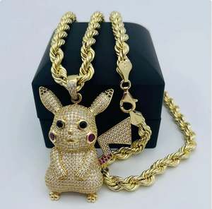 Cadena Cubana de Oro Amarillo de 14K con Colgante para Hombre, Hecho a Mano, Estilo Hip Hop, Moissanita VVS1, Plata de Ley 925, Amuleto para Fiesta, EE. UU. - Product Image 2