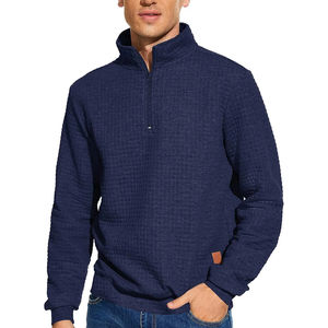 Jersey de media cremallera para hombre, Sudadera de cuello alto, suéteres de talla grande de otoño y primavera de Color sólido más grueso - Product Image 1