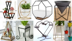 Vase à fleurs en fer artisanal de style côtier fait à la main avec finition or brillant pour le style intérieur et événementiel - Product Image 3