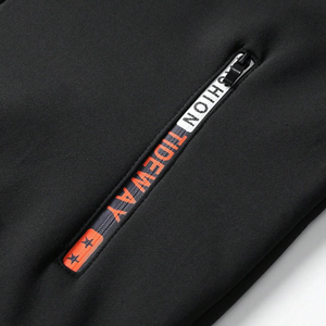 Survêtement personnalisé avec logo, couleur unie noire, tissu polaire 320 g/m², séchage rapide, vêtements de jogging, survêtement à fermeture éclair pour hommes - Product Image 3