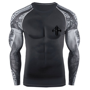 Ropa deportiva de color sólido Sublimación transpirable para hombre Rash Guard Spandex y poliéster Logotipo personalizado de alta calidad para hombre - Product Image 2