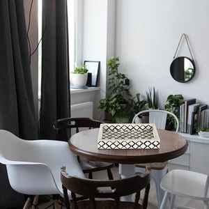 ถาดเสิร์ฟไม้ฝังกระดูกทำมือหรูหราถาดลวดลายขาวดำแบบทันสมัยสำหรับงานแต่งงาน - Product Image 3