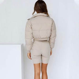 Women Cropped Puffer Jacket Padded <b>Long</b> Sleeve Bubble <b>Coat</b> Winter Warm Puffy Outerwear <b>Lightweight</b> Fashionable Quilted <b>Coat</b> - Product Image 4