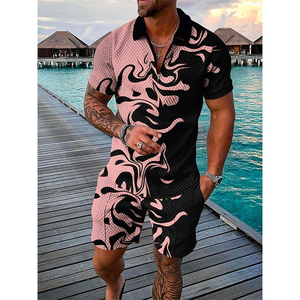 Ensemble t-shirt et short pour homme en tissu polaire respirant pour l'été, avec position et couleur de logo personnalisés - Product Image 1
