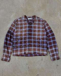 Chemise décontractée pour homme à manches longues, style rétro vintage, en flanelle à carreaux vieillie, avec boutons et strass, idéale pour le printemps – Vente en gros personnalisée - Product Image 3