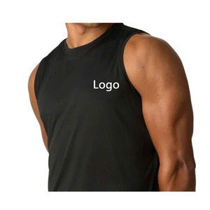 Camisetas de verano 280GSM 100% algodón pesado sin mangas transpirable de gran tamaño en blanco personalizado Puff logo para hombres camisetas - Product Image 2