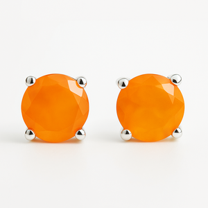 Boucles d'oreilles clous romantiques en cornaline naturelle, vente en gros pour enfants, argent sterling plaqué rhodium, fiançailles, mariage, anniversaire - Product Image 1