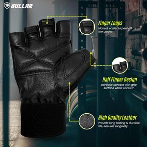 ถุงมือฟิตเนสยิมชายและหญิงถุงมือออกกำลังกายยกน้ำหนักทำจากหนัง - Product Image 4