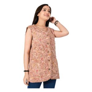 Veste en soie matelassée vintage de créateur faite à la main Bomber Coat sans manches pour femme avec gilet - Product Image 4