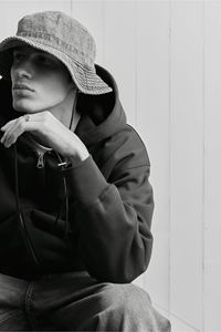 Sweat à capuche homme bleu marine surdimensionné coupe baggy avec fermeture éclair et cordon de serrage Sweat à manches longues en coton polyester Poche latérale diagonale Hiver - Product Image 5