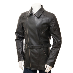 Abrigo largo de cuero de vaca genuino 100% de alta calidad Casual para hombres bolsillos con cremallera con viscos transpirables forro de satén de talla grande - Product Image 2