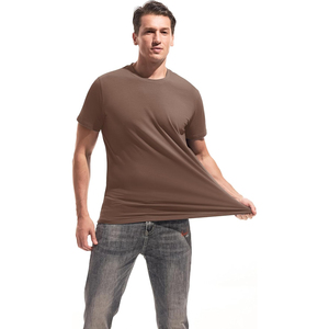 เสื้อยืดคอตตอนสีน้ำตาลแขนสั้นคอกลมทรงปกติสำหรับผู้ชาย สไตล์ลำลอง สีพื้น ผ้าเจอร์ซีย์ Trackstar OEM แบรนด์ส่วนตัว TSI-G05-P0356 - Product Image 3