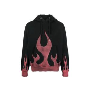 Sudadera con capucha lavada con ácido para hombre, negra, sostenible, desgastada, 100% de algodón, transpirable, antiretráctil, con estampado DTG - Product Image 1