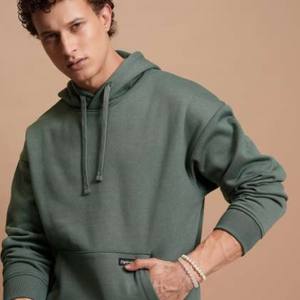 Sweat à capuche en polaire tech vierge en coton imprimé sur mesure surdimensionné écologique 300 GSM anti-boulochage pour hommes - Product Image 4