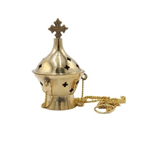 Design attrayant Brûleur d'encens suspendu Finition antique Forme ronde Conception florale en relief Qualité supérieure pour les religieux. - Product Image 3