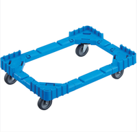 Cajas Contenedoras Plegables Japonesas TRUSCO, Carro de Transporte OC Dolly, Contenedor Rodante de Plástico de 50L con Cuatro Ruedas, Azul, Fácil de Transportar