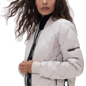 2025 nuevo diseño OEM, chaquetas con cremallera de bloque de Color para mujer, superventas, personalizadas con logotipo, chaquetas Bomber de alta calidad para mujer - Product Image 3