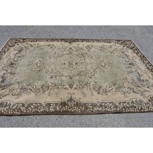 Classic Beige Brown 6.4 X 9.6 ft Wool <b>Rug</b> Turkish Patchwork Design for Entryway Living Room <b>Bedroom</b> Latex Rectangular Hallway - Product Image 3