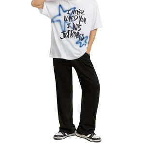 กางเกงวอร์มปลายบานสีดำสำหรับผู้ชายใส่ได้ทั้งชายและหญิงสไตล์ลำลองกางเกงแนวสตรีทดูงดงาม - Product Image 3