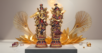28.5 pouces fait à la main grande sculpture hindoue en laiton Figurine moderne Radha Krishna Statue idole incrustation travail pour mariages anniversaires