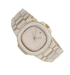 Reloj Unisex Miyota Mecánico de Acero Inoxidable, Estilo Deportivo, Antiguo, Analógico, de Cristal, Completamente Decorado, Color Oro Rosa, Estilo Hip Hop, Simulado - Product Image 2