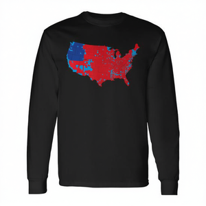 Camiseta de Manga Larga con Mapa de Elecciones de Estados Unidos 2024, Estados Rojos, Cuello Redondo Unisex, Impresión Digital, Actividades Promocionales para Adultos - Product Image 2