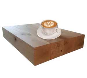 Table basse en bois massif, table carrée en bois, meubles de salon - Product Image 4