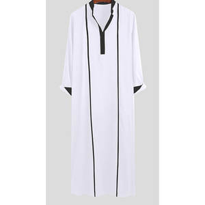 2025 Venta caliente manga larga hombres Thobe ropa islámica árabe Jubba transpirable característica nuevo diseño diferentes colores Tallas grandes - Product Image 4