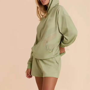 Conjunto de Sudadera con Capucha y Pantalones Cortos para Mujer, Conjunto Casual de Dos Piezas - Product Image 3